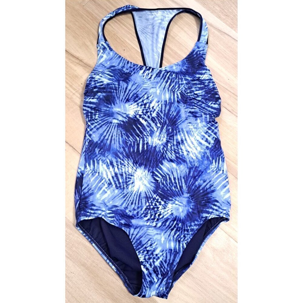 Lands' End Women's 10 Blue Halter One-Piece Racerback Swimsuit
